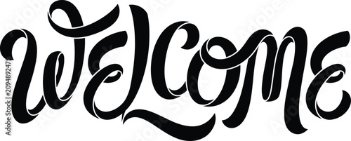 Handwritten Welcome Lettering in Black Chalkboard Style Vector Illustration