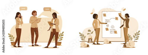 Business communication and strategic planning process with business, communication