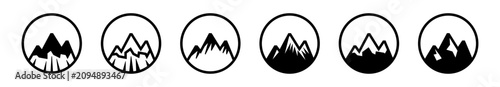 Foto 6 iconos de montañas para naturaleza que representan paisajes, senderismo y aven