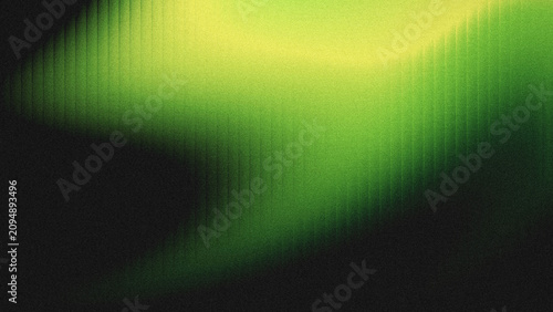 Fotografía Textured grainy noise abstract backdrop with vertical subtle grooves, smooth lime light green to deep forest green gradient blending solid black edges