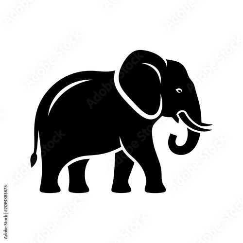 Black elephant icon for modern creative projects.