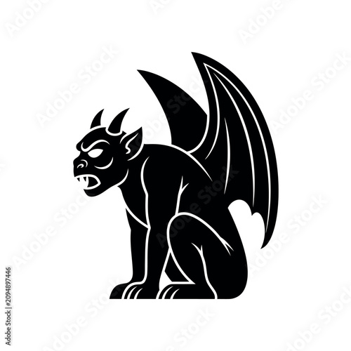 Fotografía Gargoyle creature with wings and horns.