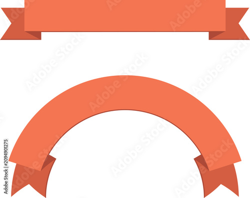 Foto Coral ribbon banners flat vector illustration on white background