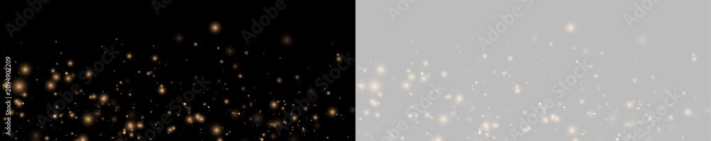 © Extrastock - Golden glowing particles PNG float across transparent space with elegant shimmer. Festive dust effect adds luxury feeling. Ideal for banners.