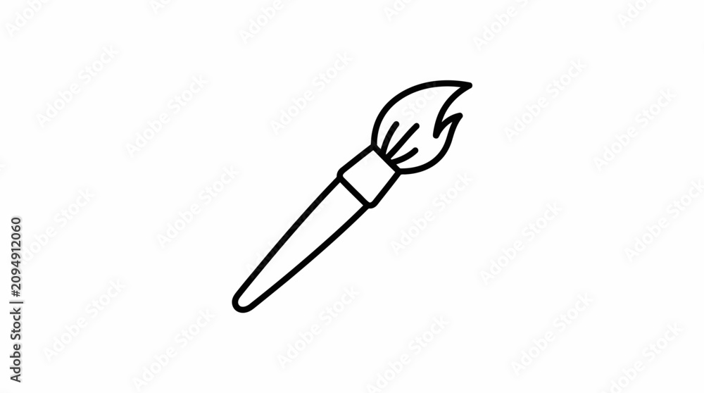 Obraz premium Simple line art icon of a paint brush.