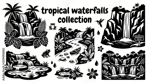 Fotografie tropical waterfalls featuring lush rainforest cascades jungle rivers emerald poo