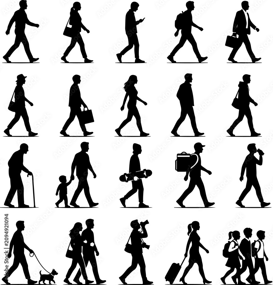 Naklejka premium Vector People Movement Set