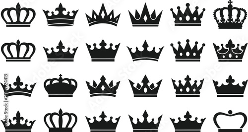 Bild auf Leinwand Royal Crown Silhouette Vector Collection Featuring Diverse Luxury King, Queen, P