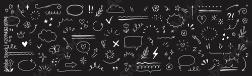 Hand Drawn Chalk Graphic Elements and Vignette Dividers Vector Set