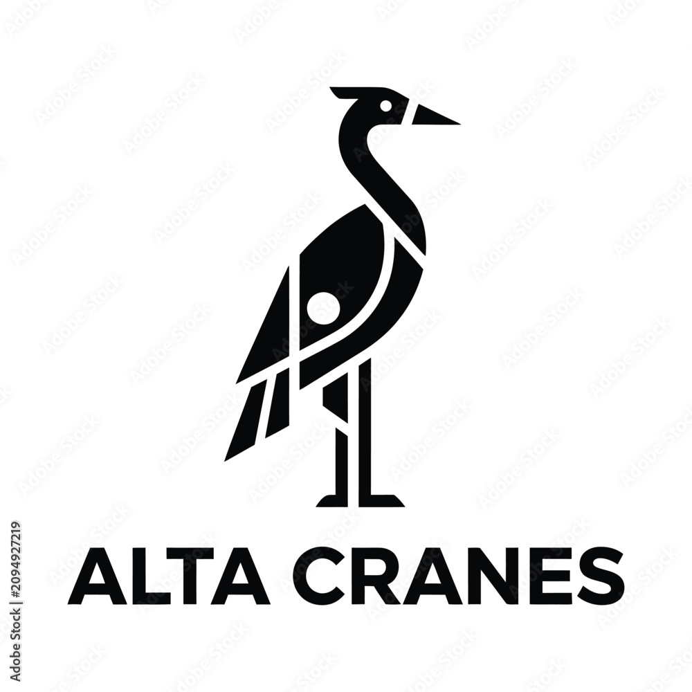 Obraz premium Black and white crane logo for alta cranes