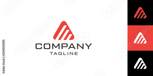 Letter A modern geometric logo design displayed on clean white background with side variations.