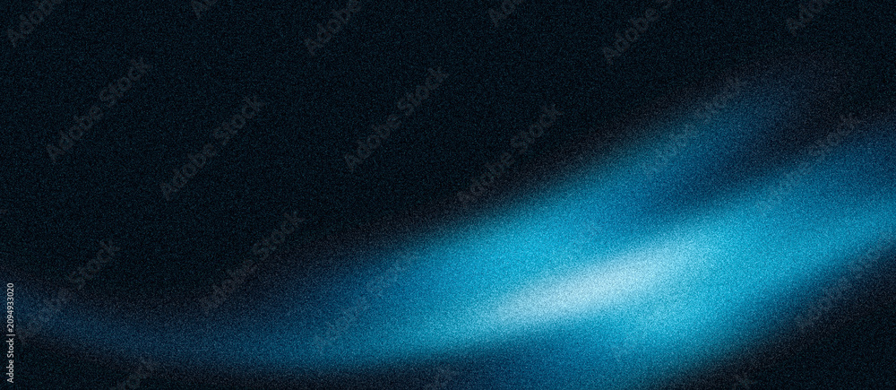 Naklejka premium Glowing blue light blur shape on dark grain texture background with noisy effect, abstract poster header cover wallpaper banner backdrop design