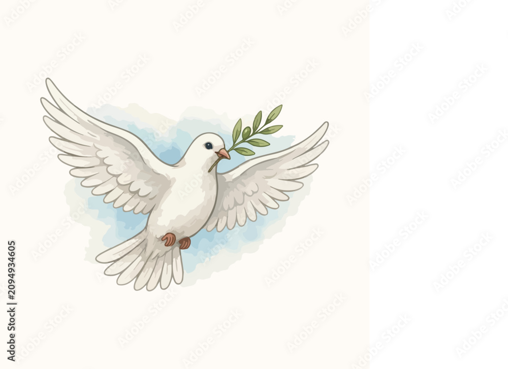 Fototapeta premium World Humanitarian Day Peace Dove Storybook Hand-Painted Vector Icon – Watercolor Hope Illustration