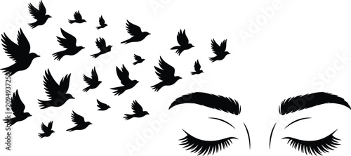 Fotografie Woman eyes flat vector illustration concept