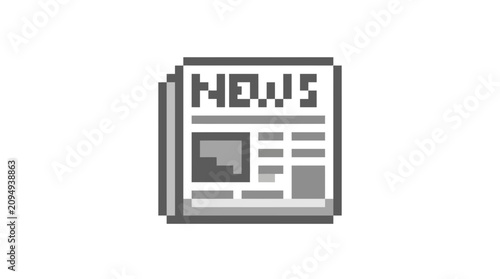 Tableau sur toile Pixelated Newspaper Icon, Retro News Paper Graphic
