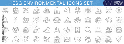 Tableau sur toile ESG Environmental Sustainability Line Icons Set