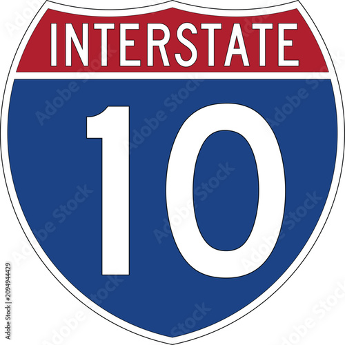 Tableau sur toile Interstate 10 I-10 Sign Icon Highway Vector Symbol