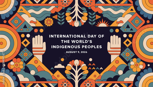 Schilderij op canvas Decorative illustration celebrating international day of the worlds indigenous p