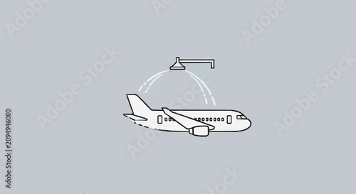 Fotografi Airplane with Hangar Concept Illustration.