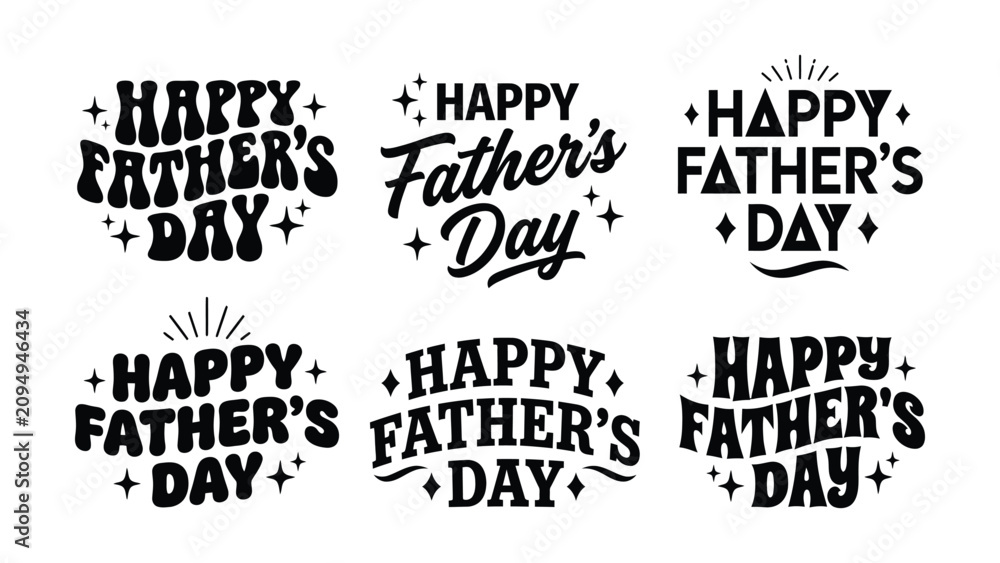 Obraz premium Creative Happy Fathers Day Text Designs With Star Accents