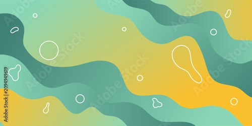 Cuadro en lienzo gradient wavy background with green color