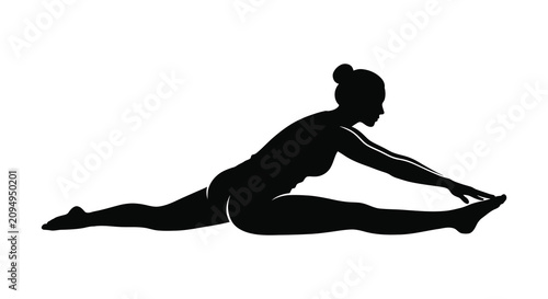 Konstfotografi Woman Stretching In Split Pose Black Silhouette
