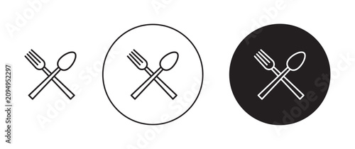 Spoon and fork vector icon logo or illustration