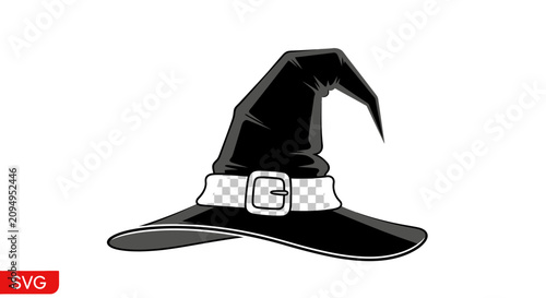 Photos Pointed black witch hat with buckle for halloween party