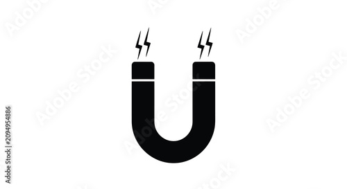 Canvas-taulu Horseshoe magnet silhouette on a white background simple graphic design
