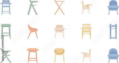 Quadro su tela Assorted collection of baby high chairs featuring different functional designs a