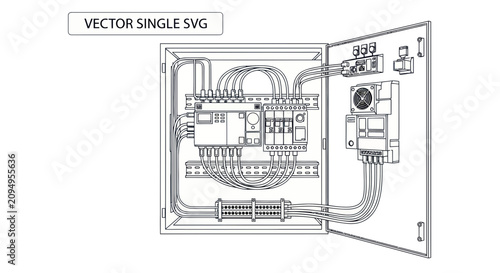 Industrial electrical control panel with plc and wiring system