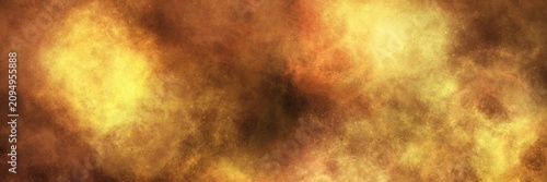 Intense yellow-gold and burnt orange misty fog on black. Wide atmospheric banner for dramatic fire, sun, and cinematic fantasy scenes.
