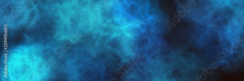 Deep royal blue and cyan smoky haze on a black background. Wide atmospheric grunge banner for luxury branding, tech, and dark fantasy.
