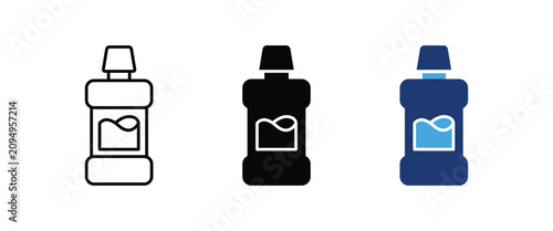 Canvas Print Mouthwash icon, Dental oral care bottle symbol, Hospital dentistry hygiene graph
