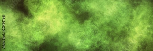 Deep chartreuse and neon yellow misty fog on a dark canvas. Wide abstract grunge banner for rave, club, and futuristic digital art.
