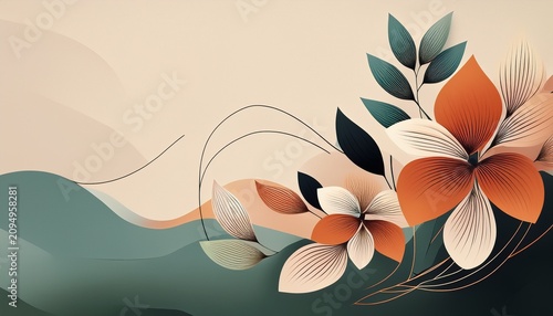 Abstract Minimalistic Modern Floral Background
