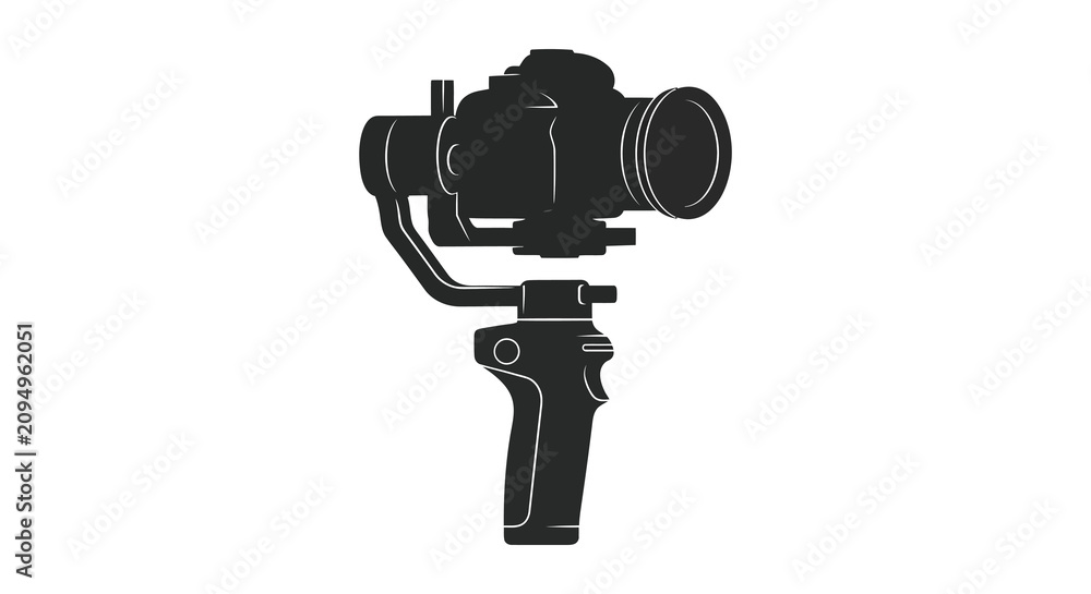 Foto Camera gimbal with camera black silhouette stabilizer