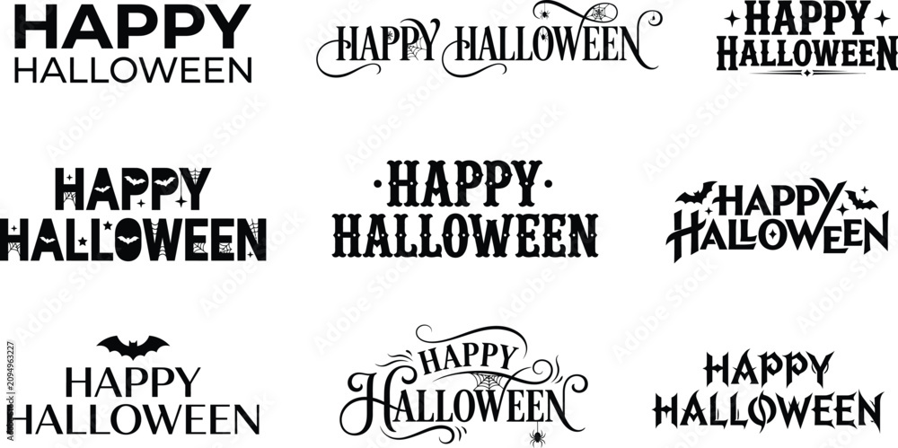 Fototapeta premium Happy Halloween Creative Lettering Showcase Featuring Modern Script Gothic And Decorative Typography