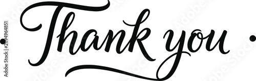 Cuadro en lienzo Elegant 'thank you' calligraphy black ink script for appreciation gratitude and