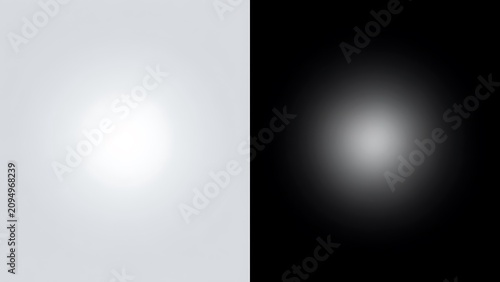 Glowing white circles on gray and black backgrounds  light effects  abstract design elements