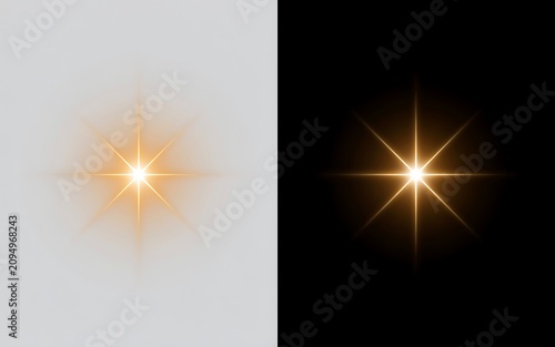 Shining starburst lens flare effects on gray and black backgrounds  light burst photography