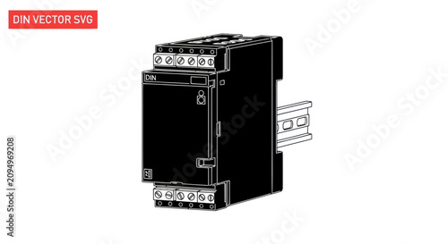Photos Industrial electrical module mounted on a metal din rail