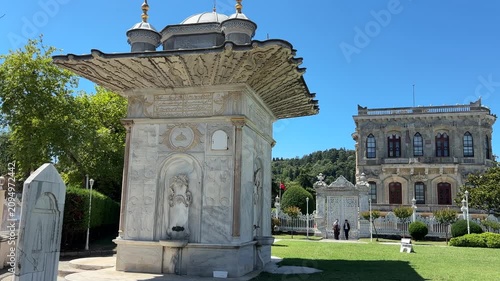 The historic Mihrisah Sultan Fountain, located in Kucuksu, Istanbul, Turkey, was built in the 19th century during the Ottoman period.