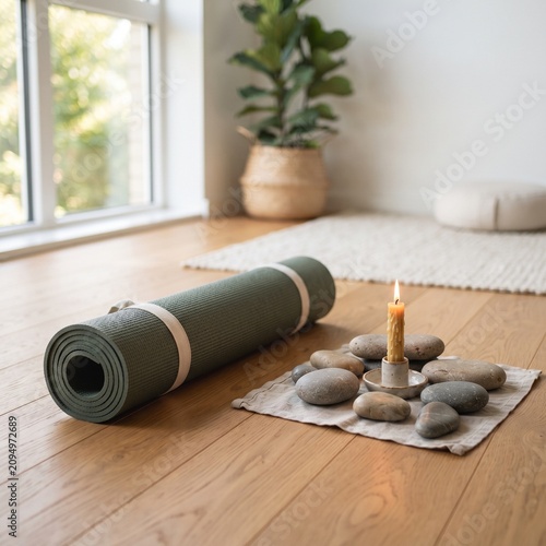 still life with candles and stones