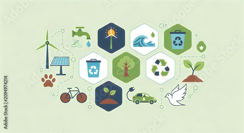 Eco friendly lifestyle icons collection set
