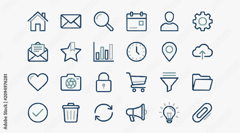 Fototapeta premium Set of Minimalist Line Icons