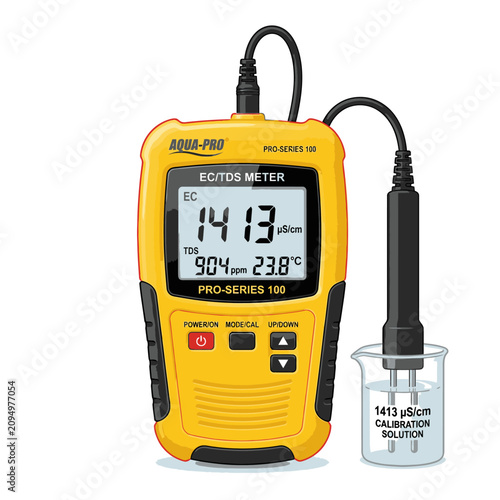 An EC/TDS meter is used to measure electrical conductivity and total dissolved solids in a liquid solution