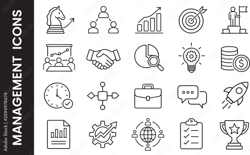 Fototapeta premium Business Strategy Icons for Productivity & Growth