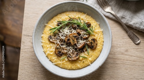 Creamy polenta with saut ed mushrooms and parmesan a rustic italian comfort food