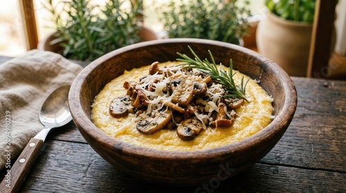 Creamy polenta with saut ed mushrooms and parmesan rustic italian comfort food